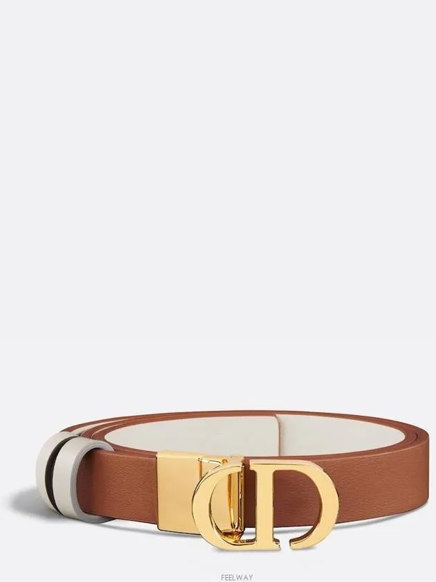 30 Montaigne Reversible Smooth Calfskin Belt Ivory Brown