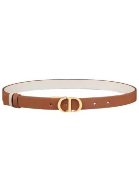 30 Montaigne Reversible Smooth Calfskin Belt Ivory Brown