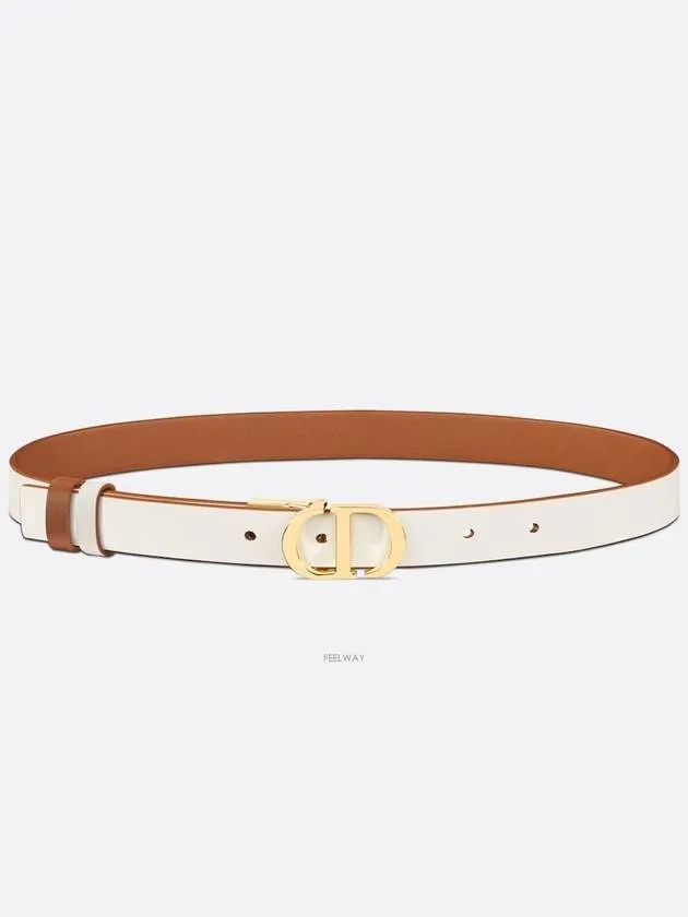 30 Montaigne Reversible Smooth Calfskin Belt Ivory Brown