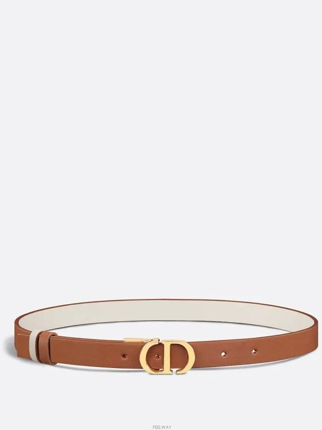 30 Montaigne Reversible Smooth Calfskin Belt Ivory Brown