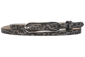 3/8 Inch Leopard Faux Animal Fur Skinny Fashion Belt