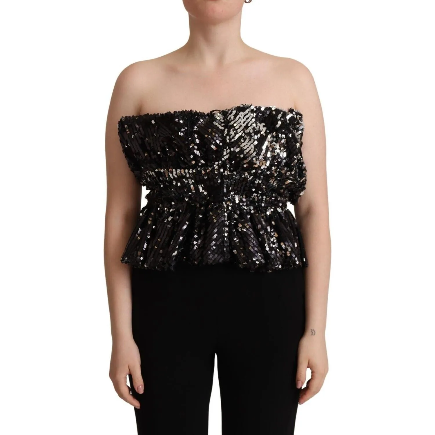 Aniye By Elegant Strapless Sequined Top