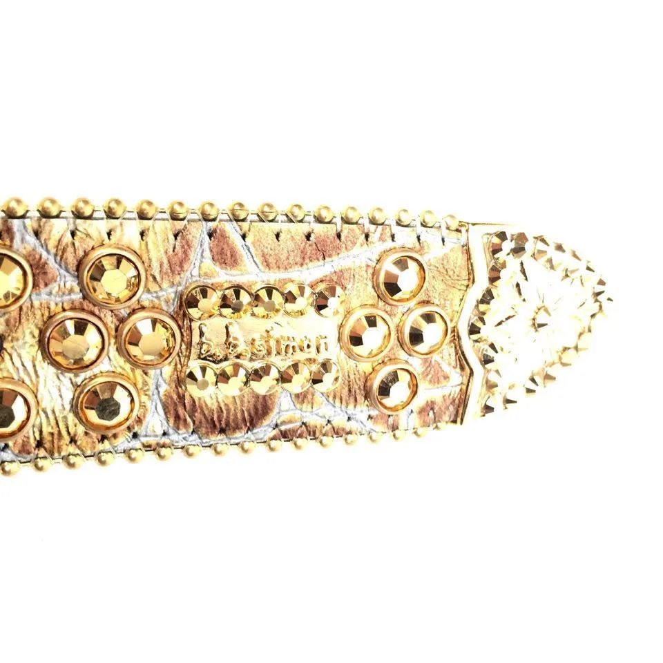 b.b. Simon Gold Crocodile Crystal Belt