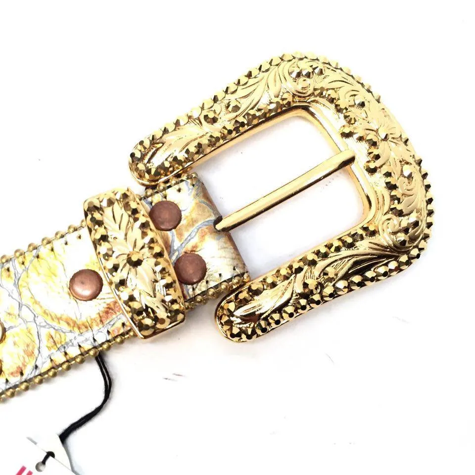 b.b. Simon Gold Crocodile Crystal Belt