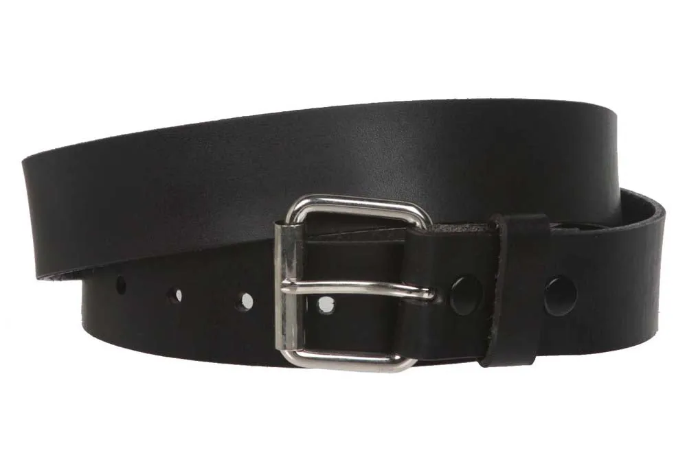 Big & Tall Oversize Snap on 1 1/2" Standard Plain Full Grain Leather Belt