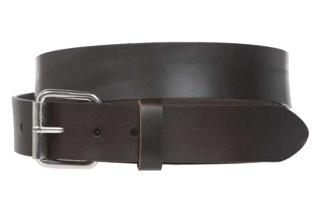 Big & Tall Oversize Snap on 1 1/2" Standard Plain Full Grain Leather Belt