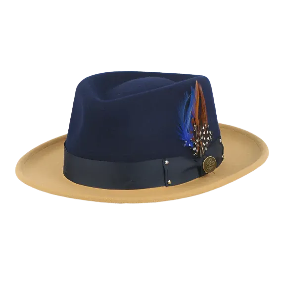 Blue and Scotch Men's Fedora Felt Wool Hat Style No-THE BROADWAY