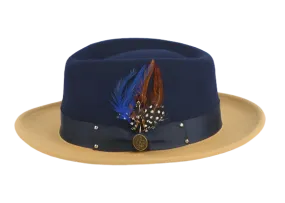 Blue and Scotch Men's Fedora Felt Wool Hat Style No-THE BROADWAY