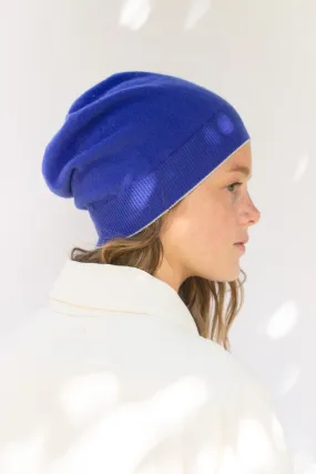 Blue Trim Cashmere Beanie