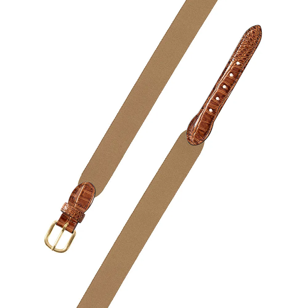 British Tan Wide Belgian Surcingle Leather Tab Belt