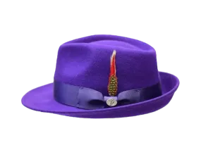 Bruno Capelo Purple Men's Wool Hat Hudson Lite Felt Fedora Hat