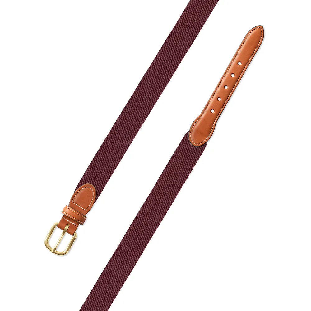 Burgundy Belgian Stretch Leather Tab Belt