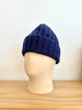 Cableami Denim Blue Cashmere Knit Beanie