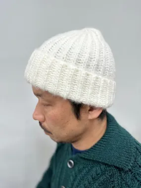 Cableami White Cashmere Knit Beanie