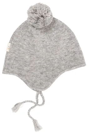 CASHMERE BABY BONNET HAT - GREY MEL