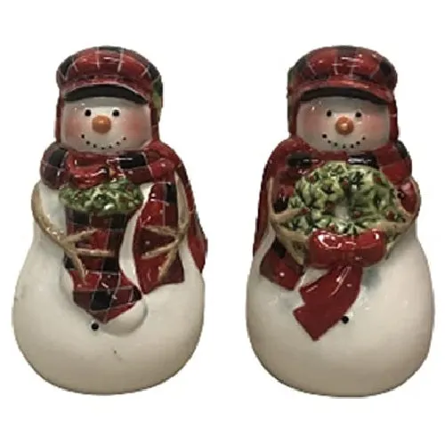 Certified International 29050 Christmas Lodge Snowman Salt & Pepper Shakers