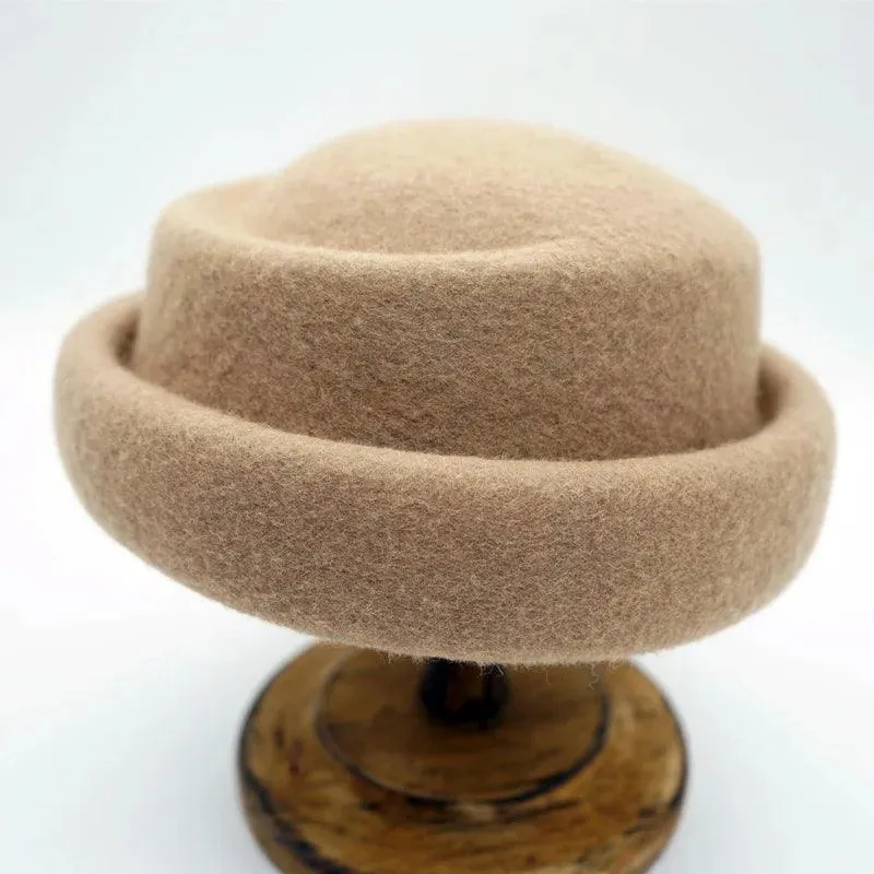 Chic French-Inspired Vintage Wool Fedora Hat for Women - Stylish Designer Bucket Hat