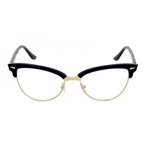 Classic Vintage Retro Black & Gold Cat Eye Style Clear Lens Frames