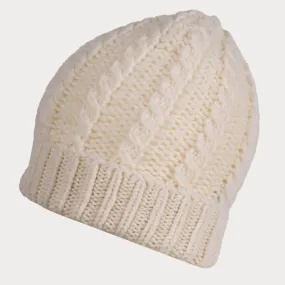 Cream Plaited Italian Cashmere Beanie