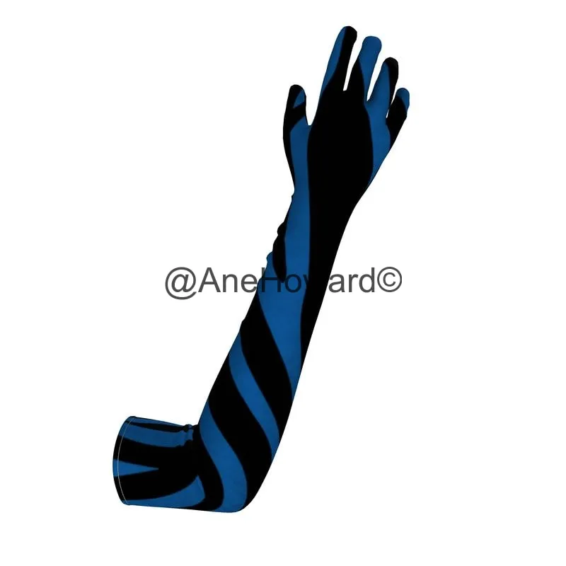 Crushed Velours Opera Gloves True Blue Zebra