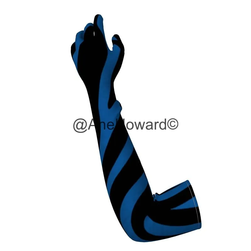 Crushed Velours Opera Gloves True Blue Zebra