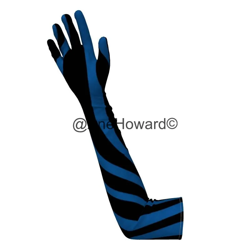 Crushed Velours Opera Gloves True Blue Zebra