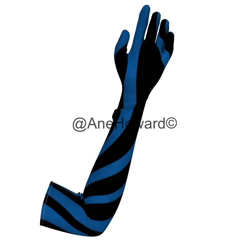 Crushed Velours Opera Gloves True Blue Zebra