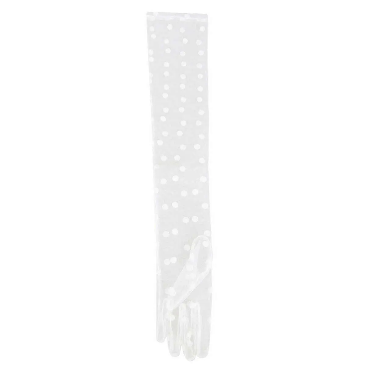 Dents Lila Long Opera Spotty Tulle Gloves - Ivory