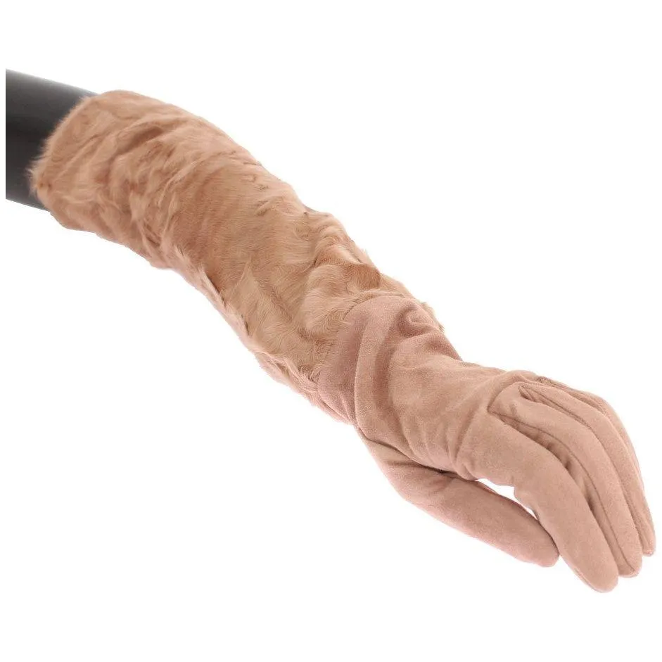 Dolce & Gabbana Elegant Beige Suede Elbow-Length Gloves