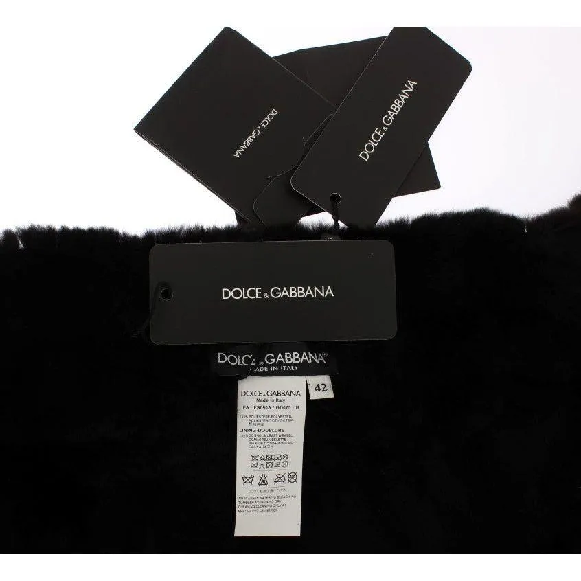 Dolce & Gabbana Elegant Floral Sequined Fur Scarf