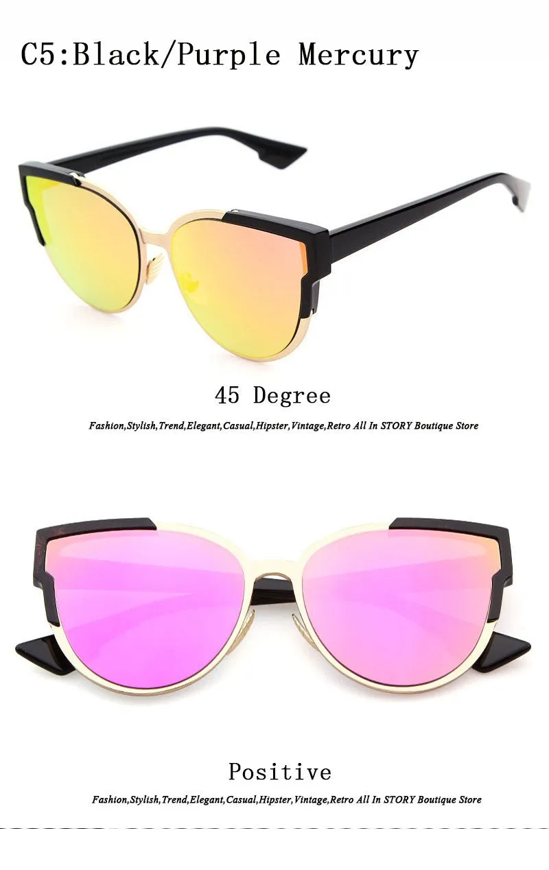 Fashion Brand Designer Women Cat Eye Sunglasses Oversize Female Cateye