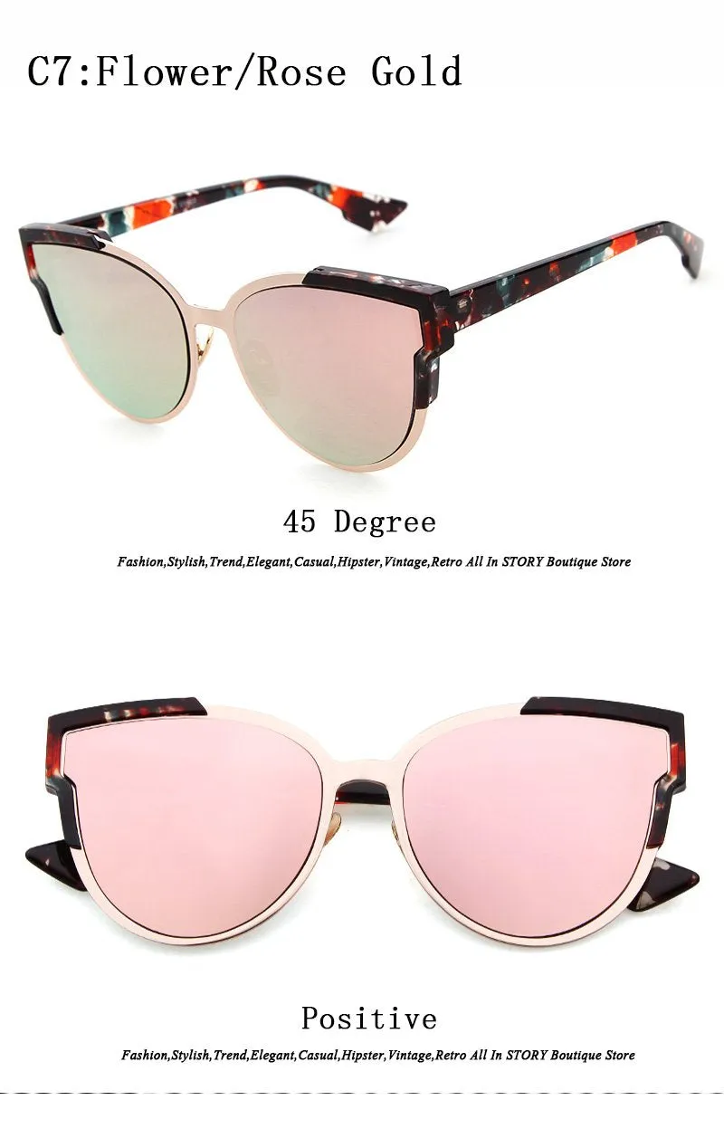 Fashion Brand Designer Women Cat Eye Sunglasses Oversize Female Cateye