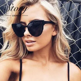 Fashion Brand Designer Women Cat Eye Sunglasses Oversize Female Cateye