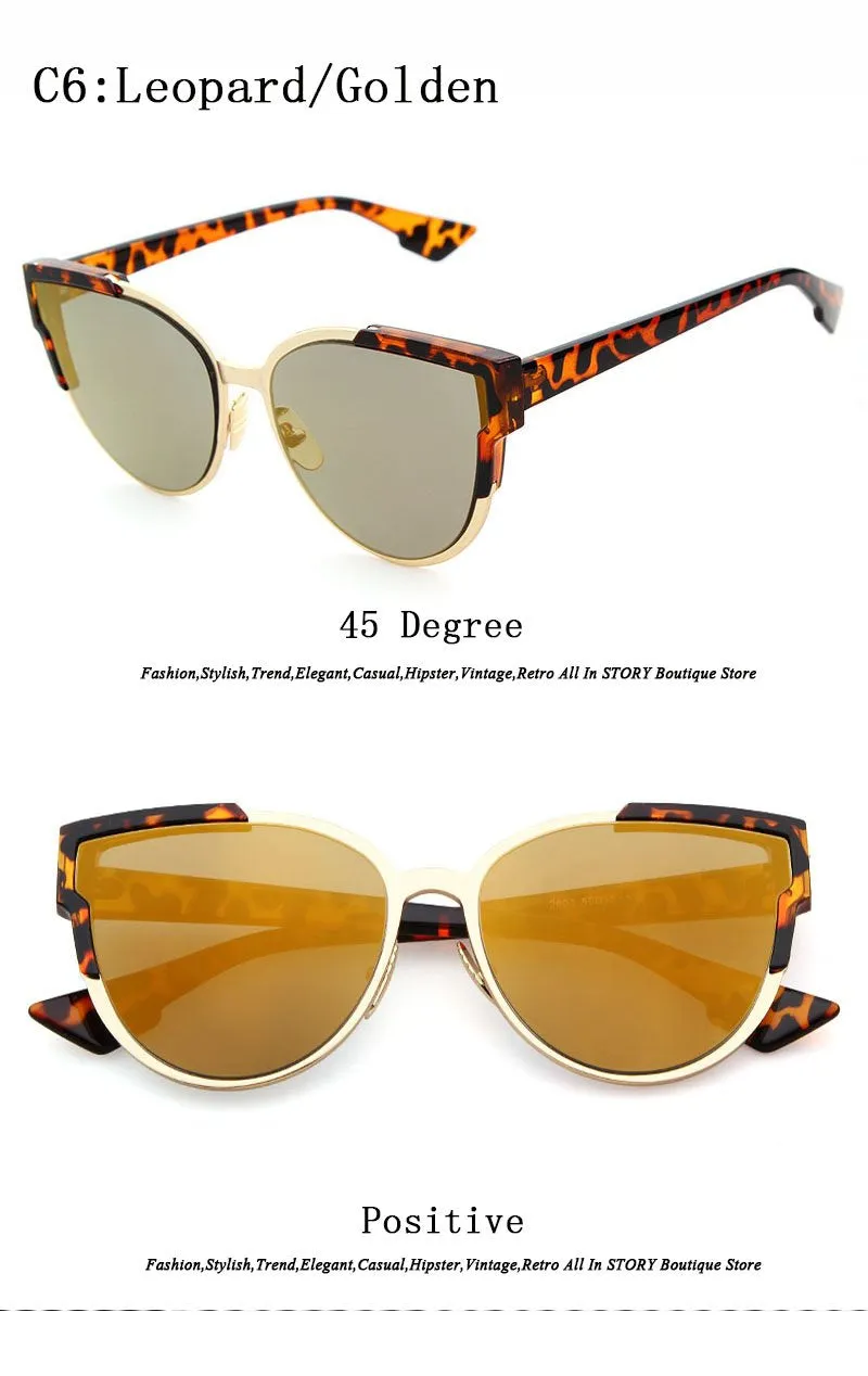 Fashion Brand Designer Women Cat Eye Sunglasses Oversize Female Cateye