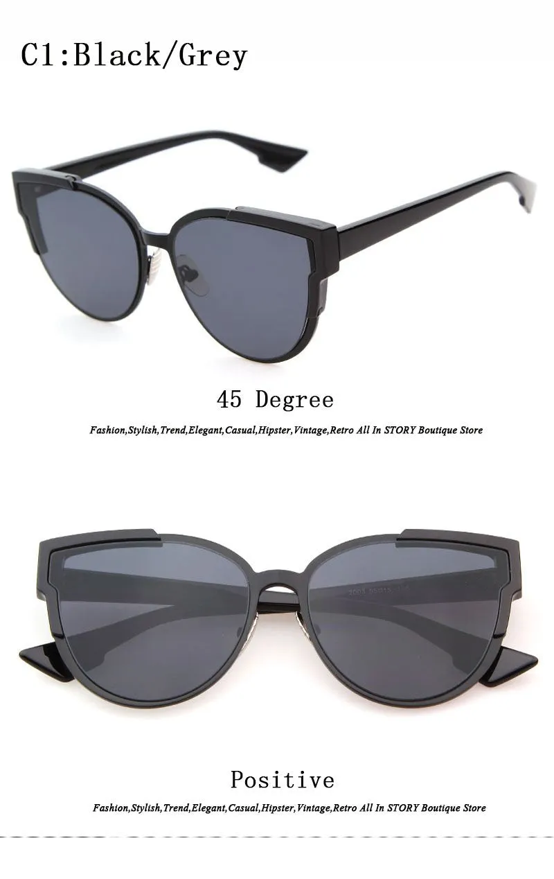 Fashion Brand Designer Women Cat Eye Sunglasses Oversize Female Cateye