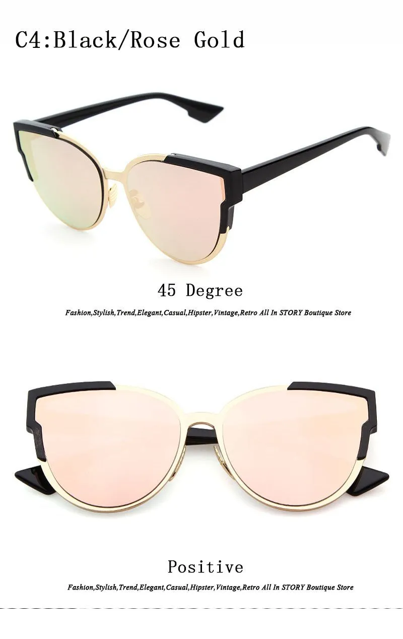 Fashion Brand Designer Women Cat Eye Sunglasses Oversize Female Cateye