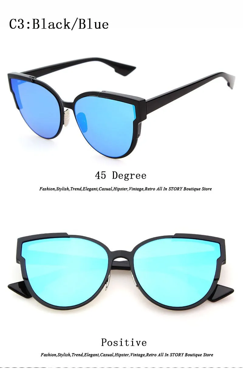 Fashion Brand Designer Women Cat Eye Sunglasses Oversize Female Cateye