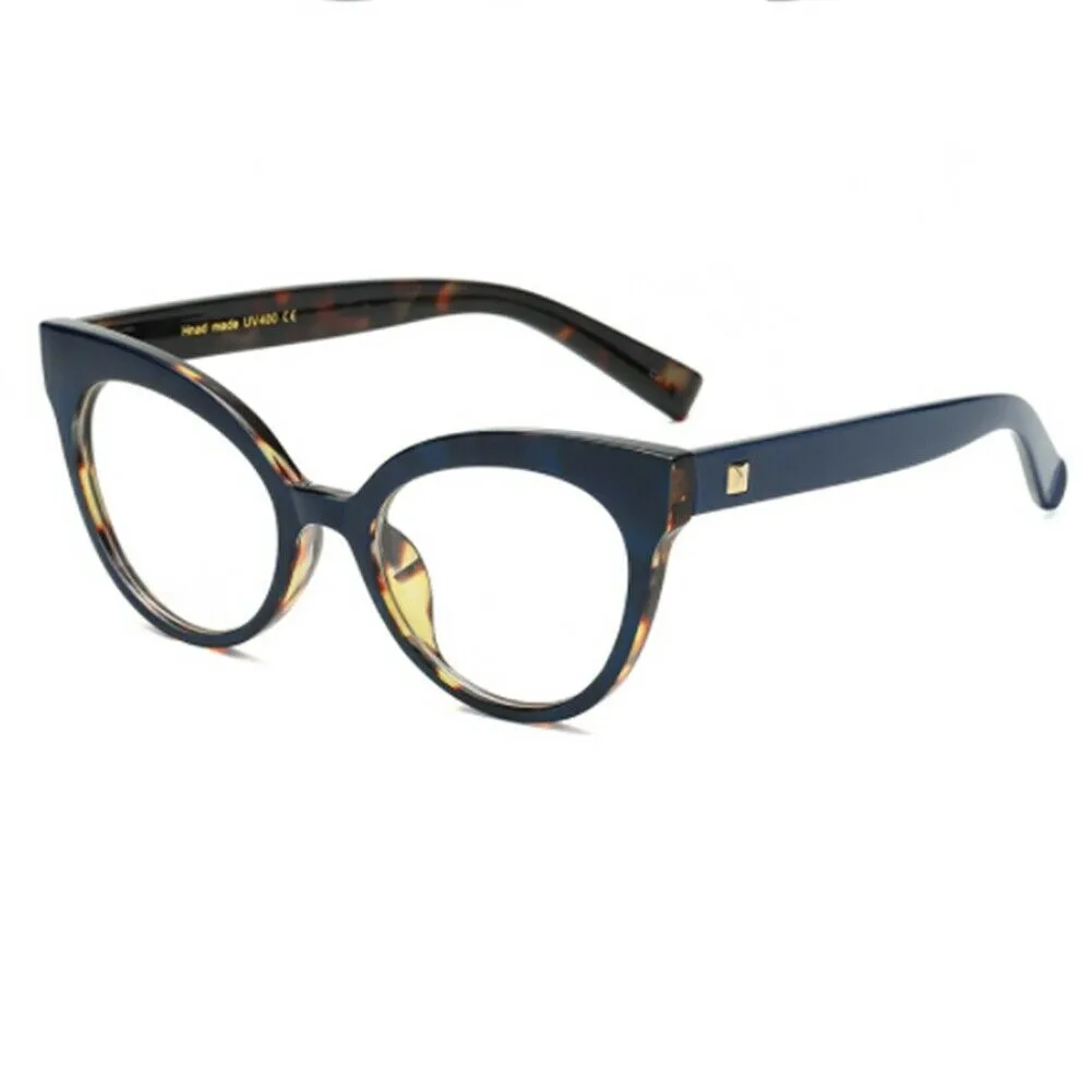 Fashionable Blue Cat Eye Oversized Stylish Clear Frames