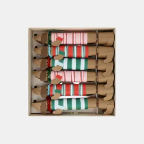 Festive Stripe Sausage Dog Crackers (Set of 6)