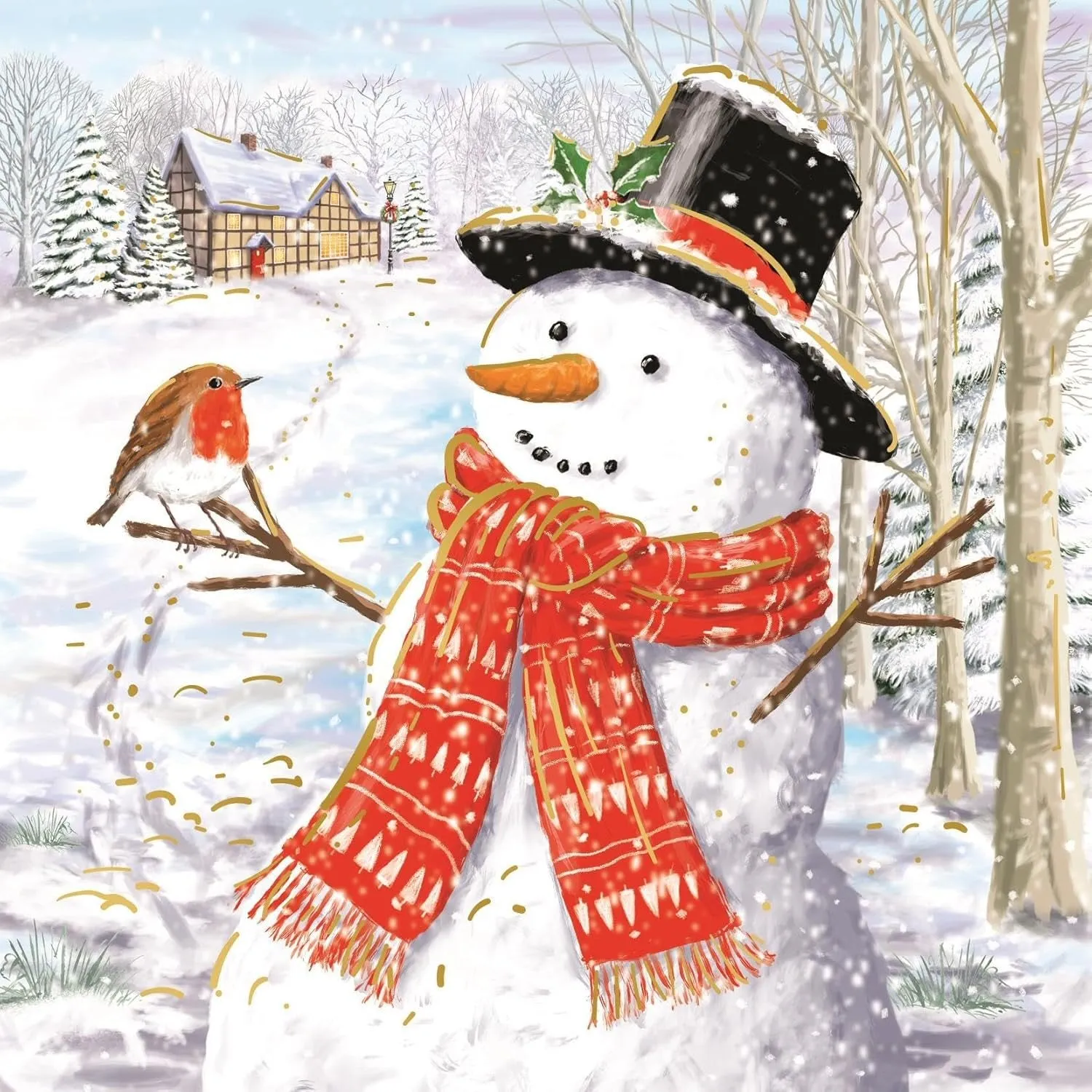 Giftmaker Snowman Square Christmas Cards 2 Designs - Pack of 10