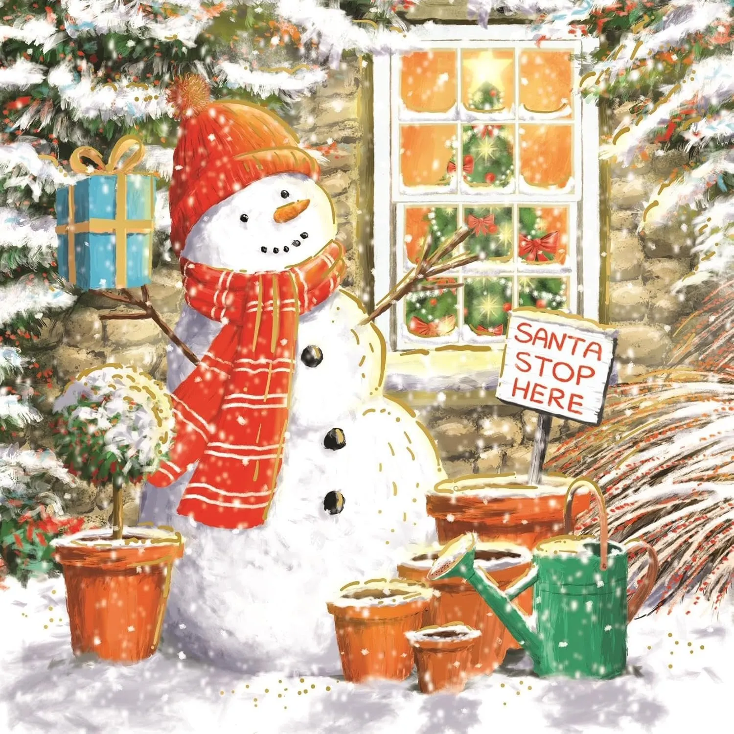 Giftmaker Snowman Square Christmas Cards 2 Designs - Pack of 10