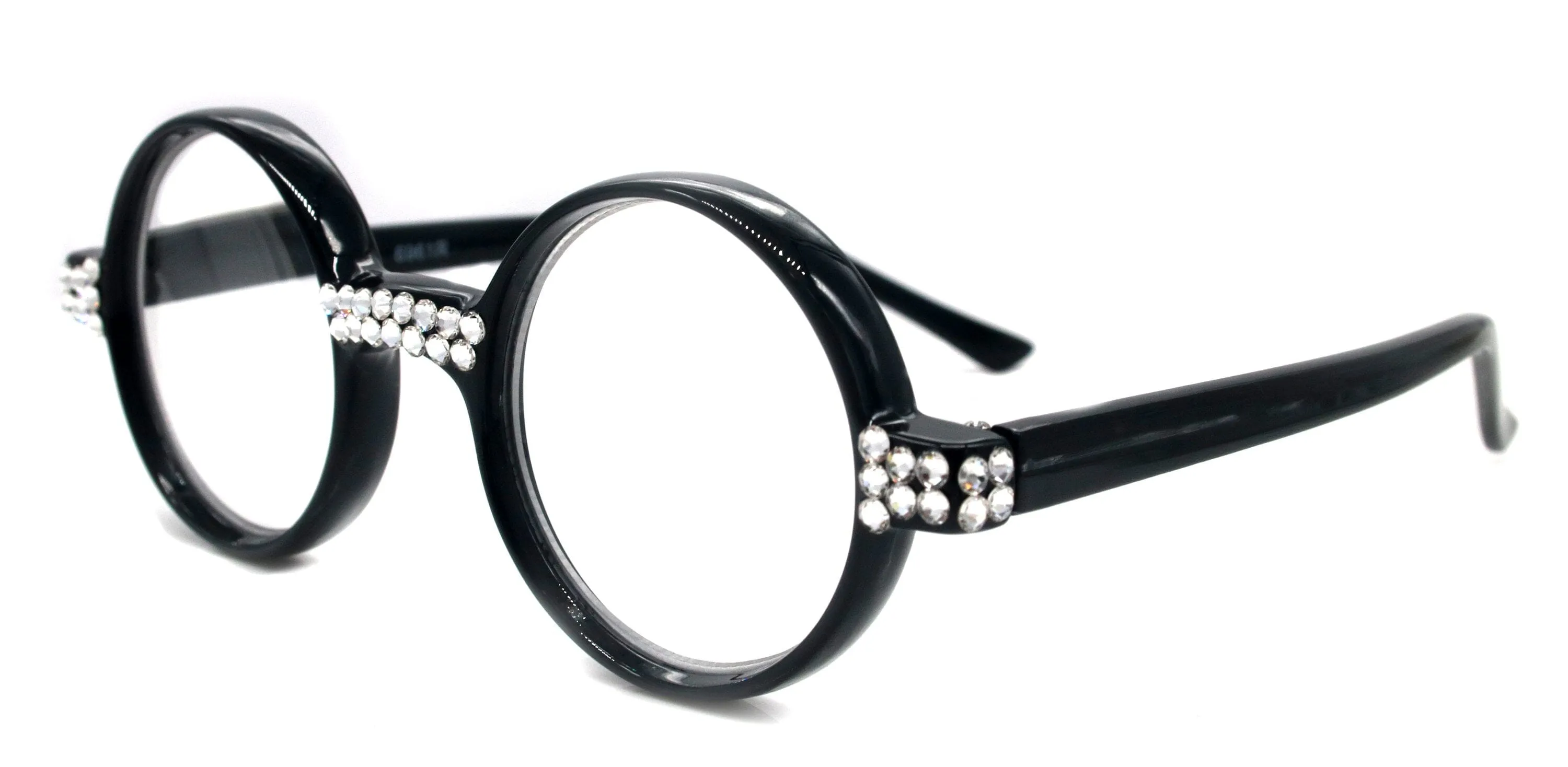 Janis, (Bling) Round Reading Glasses 4 Women Adorned W (Clear) Genuine European Crystals, Round Circle Shape  1.25. 3 Reader NY Fifth Avenue