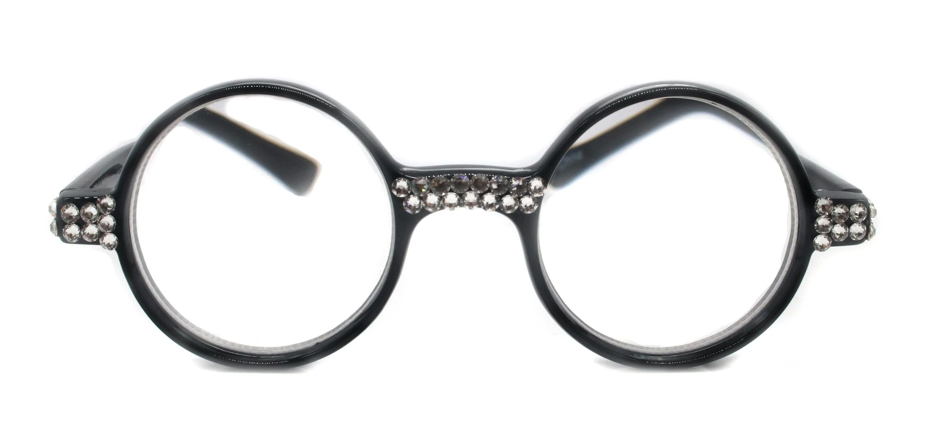 Janis, (Bling) Round Reading Glasses 4 Women Adorned W (Clear) Genuine European Crystals, Round Circle Shape  1.25. 3 Reader NY Fifth Avenue