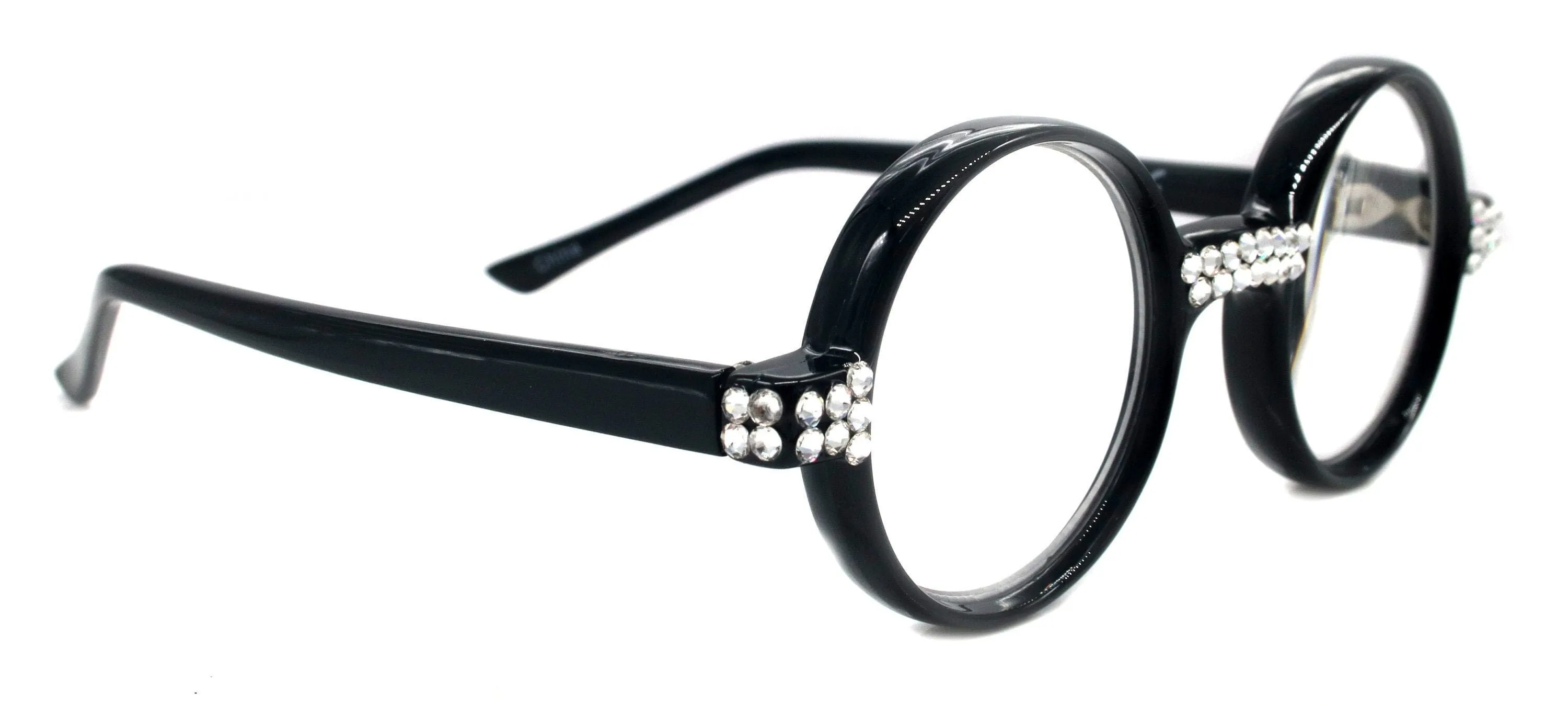 Janis, (Bling) Round Reading Glasses 4 Women Adorned W (Clear) Genuine European Crystals, Round Circle Shape  1.25. 3 Reader NY Fifth Avenue