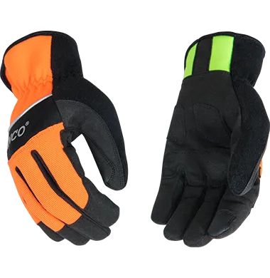 Kinco 2012HV Hi-vis Polyester-Spandex Fabric Back Safety Pro Touch-Screen Compatible Driver Gloves (One Dozen)