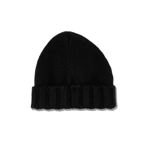 Knitted Pure Cashmere Beanie in Jet Black