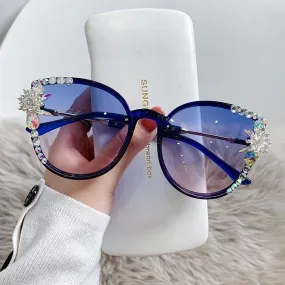 Ladies Sunglasses Women Brand Designer Luxury Oversize Rhinestone Cat Eye Crystal Retro Diamond Square Sun Glasses For Female