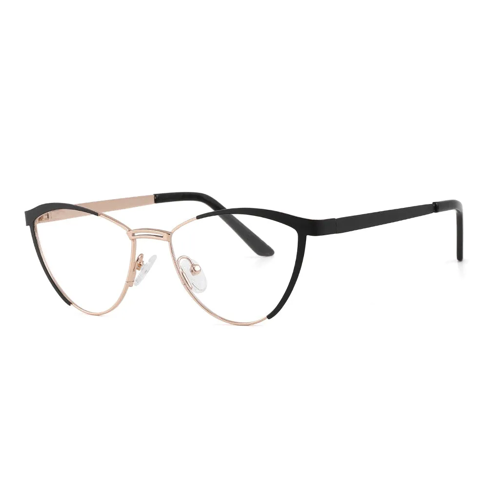 Laoyehui Women's Full Rim Cat Eye Alloy Hyperopic Reading Glasses Glr8069