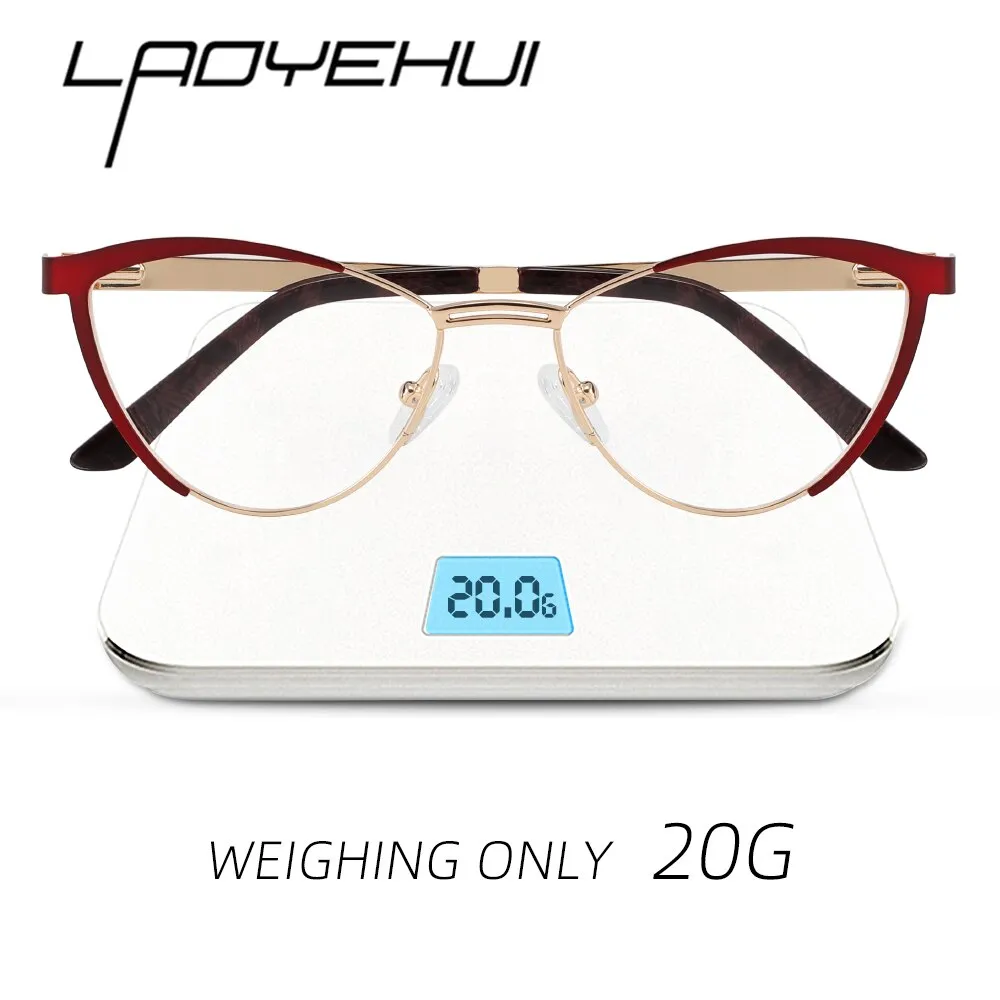 Laoyehui Women's Full Rim Cat Eye Alloy Hyperopic Reading Glasses Glr8069