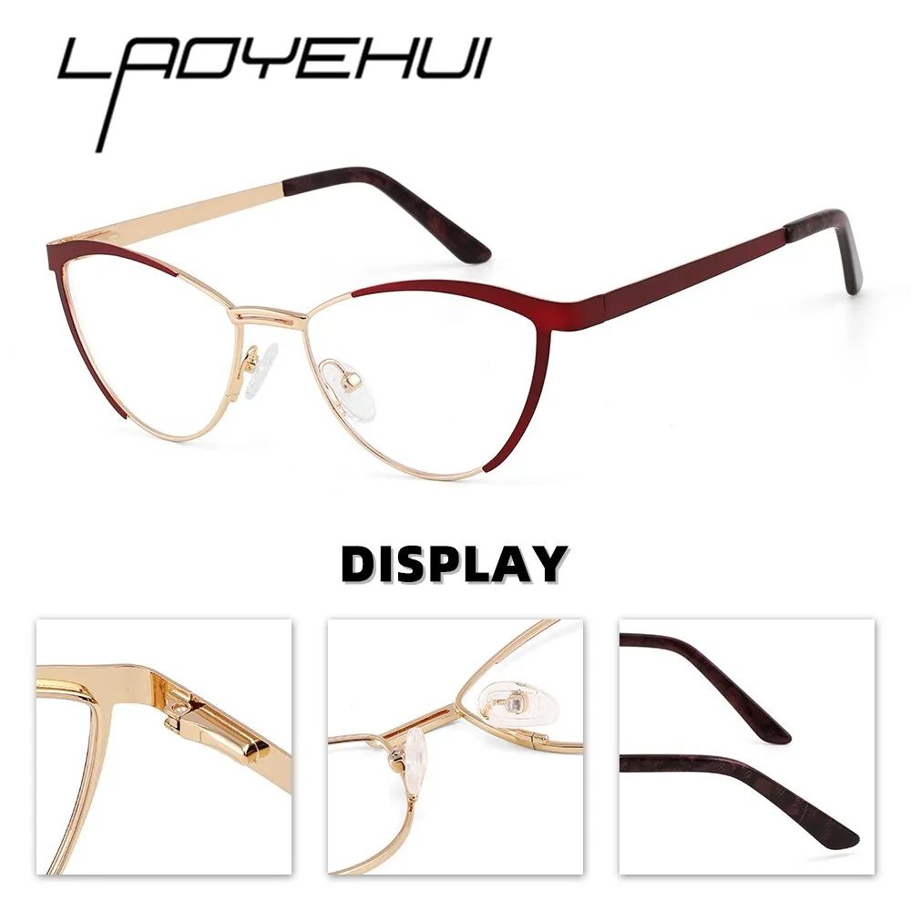 Laoyehui Women's Full Rim Cat Eye Alloy Hyperopic Reading Glasses Glr8069